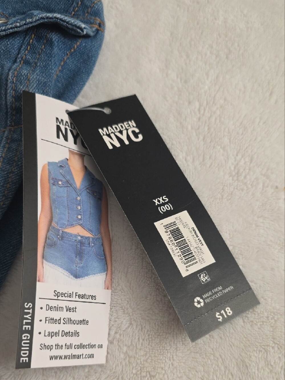 Madden NYC Girls' Blue Denim Vest - Picture 3 of 3